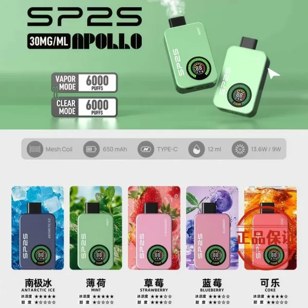 SP2S Apollo 12000口拋棄式電子煙